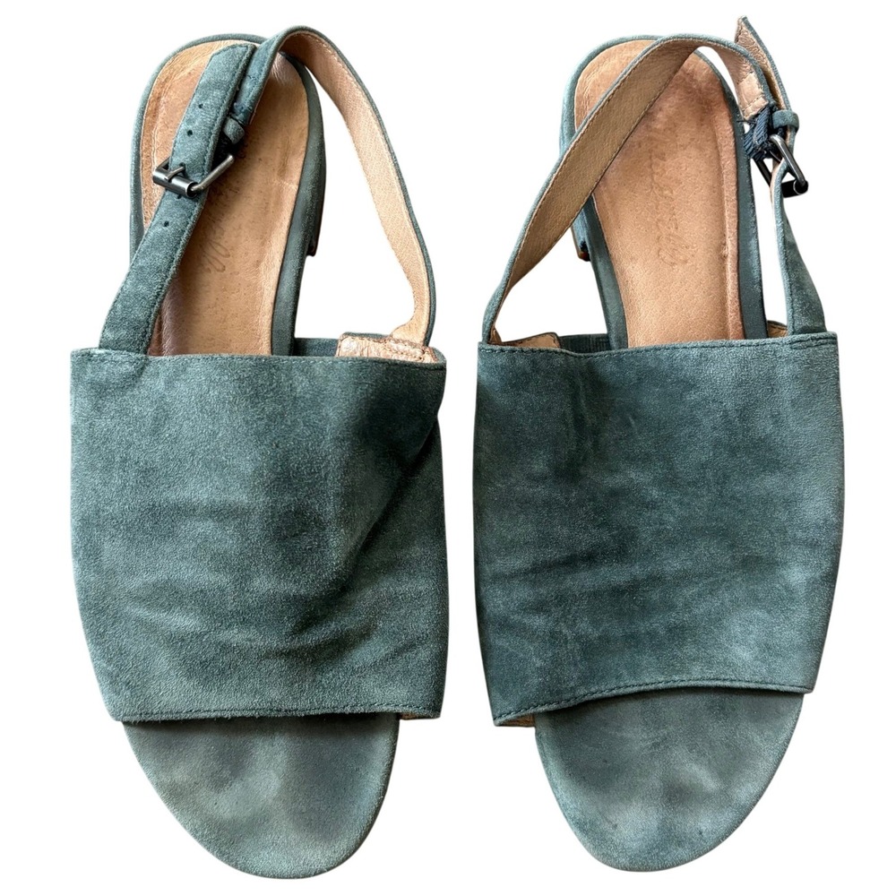 Madewell Noelle Suede Sling Back Sandals Sz‎ 7.5 Blue Peep Toe